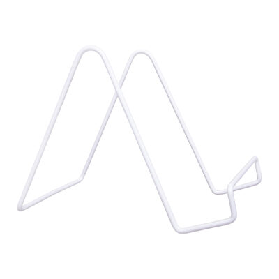witte boekenstandaard, QUVIO boekensteun, boekensteun wit, boekenhouder, witte boekenstandaard, metaal, metalen boekenhouder, boekensteun, driehoekige vorm, boekenstandaard, Minimalistische boekenhouder