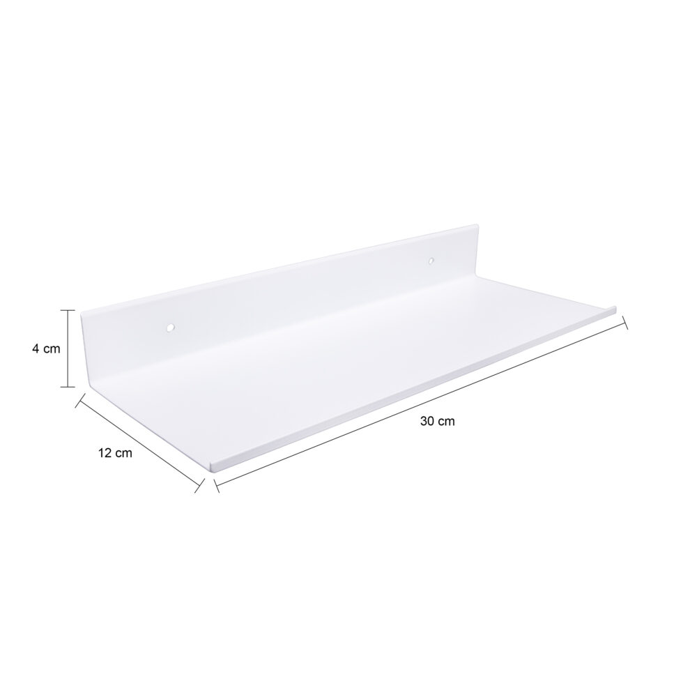 witte metalen plank, wandplank van 30 cm, wandplank, plank, witte wandplank, metaal, 30 cm, metalen wandrekje, witte muurplank, muurplank, zwevende opbergplek,