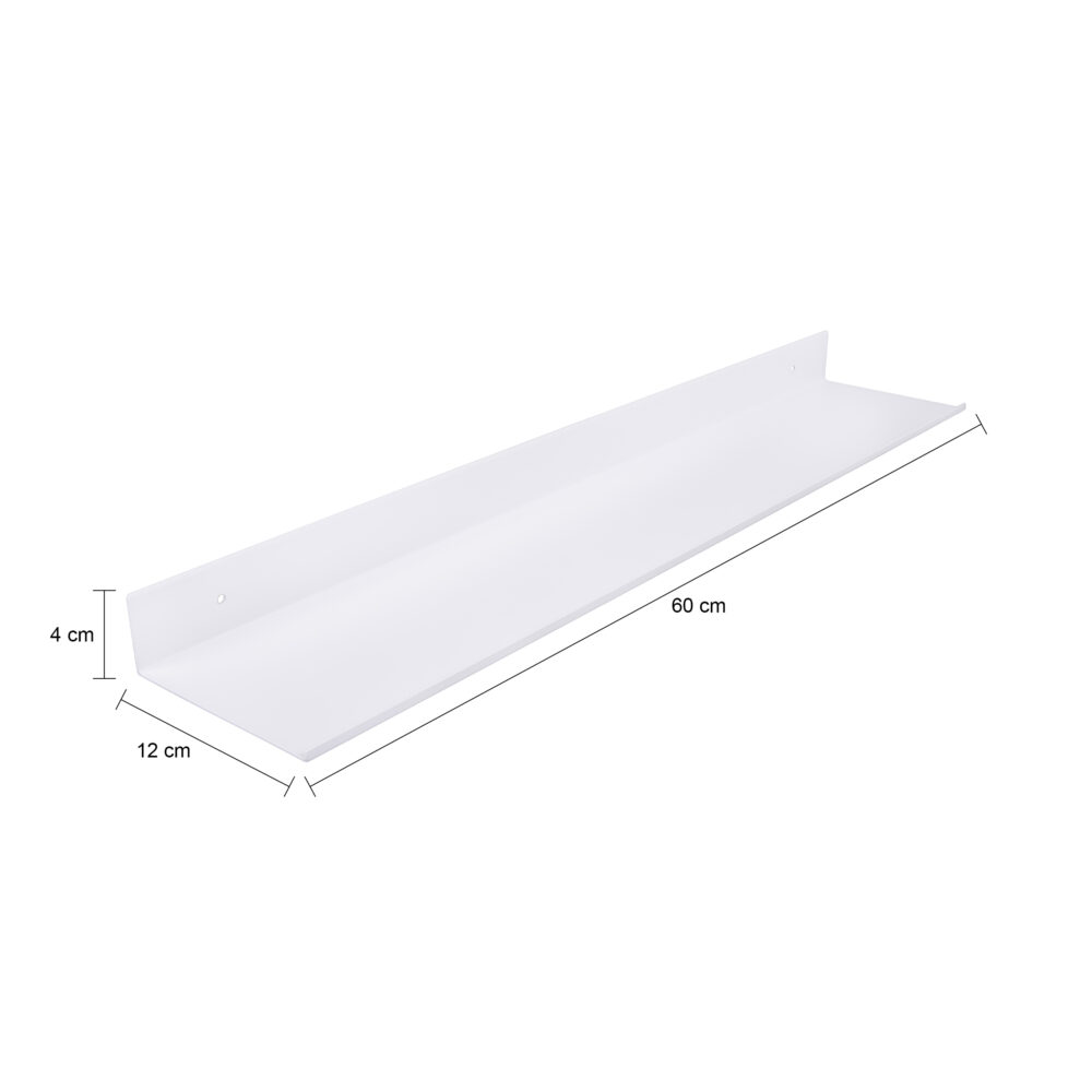 witte wandplank, wandplank van 60 cm, metalen muurplank, metalen wandplank, zwevende wandrek, wandplank, plank, muurplank van 60 cm,