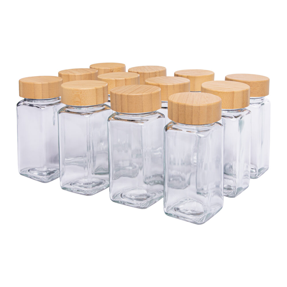 set van 12 potjes, twaalf glazen kruidenpotjes, Glazen kruidenpotjes, kruidenpotjes set van 12 stuks, 12 kruidenpotjes, glazen kruidenpotjes, kruidenpotjes, kruidenpotjes van glas,
