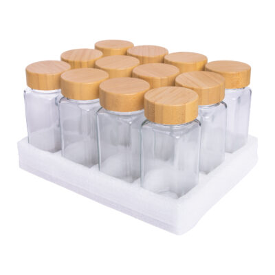 set van 12 potjes, twaalf glazen kruidenpotjes, Glazen kruidenpotjes, kruidenpotjes set van 12 stuks, 12 kruidenpotjes, glazen kruidenpotjes, kruidenpotjes, kruidenpotjes van glas,