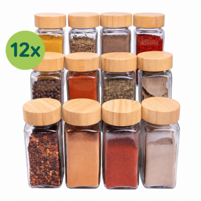 set van 12 potjes, twaalf glazen kruidenpotjes, Glazen kruidenpotjes, kruidenpotjes set van 12 stuks, 12 kruidenpotjes, glazen kruidenpotjes, kruidenpotjes, kruidenpotjes van glas,