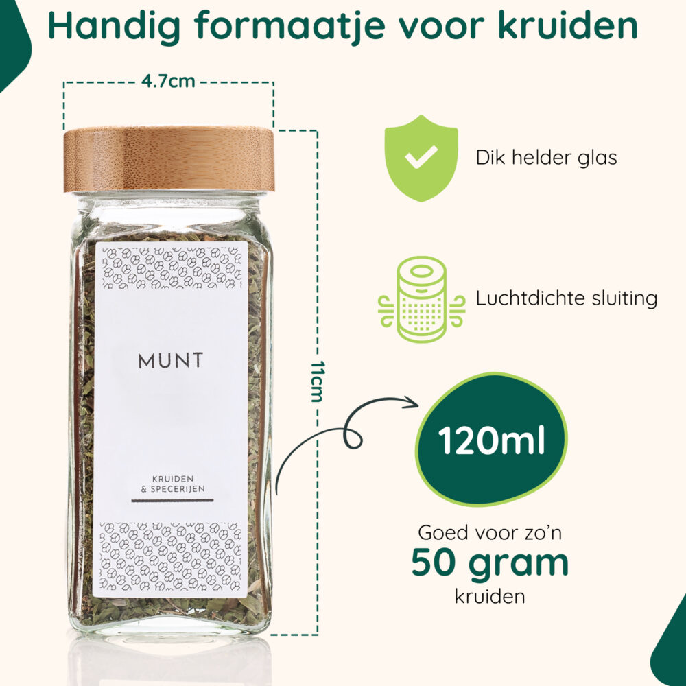 set van 12 potjes, twaalf glazen kruidenpotjes, Glazen kruidenpotjes, kruidenpotjes set van 12 stuks, 12 kruidenpotjes, glazen kruidenpotjes, kruidenpotjes, kruidenpotjes van glas,