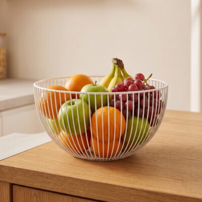 witte fruitschaal van QUVIO, fruitschaal, ronde fruitschaal, witte fruitmand, schaal, Ronde fruitmand, Witte fruitschaal