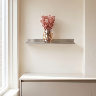 QUVIO Wandplank – Metaal – 40 x 14 x 5 cm – Zilver