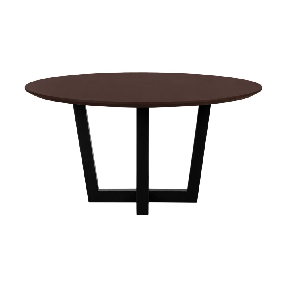 Sofia, eettafel, ronde eettafel van ø150 cm, ronde tafel, tafel, zwarte W-poot, mangohouten eettafel, walnoot bruine, ø150 cm,