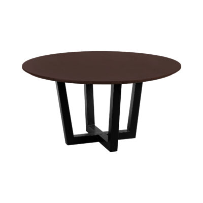 Sofia, eettafel, ronde eettafel van ø150 cm, ronde tafel, tafel, zwarte W-poot, mangohouten eettafel, walnoot bruine, ø150 cm,