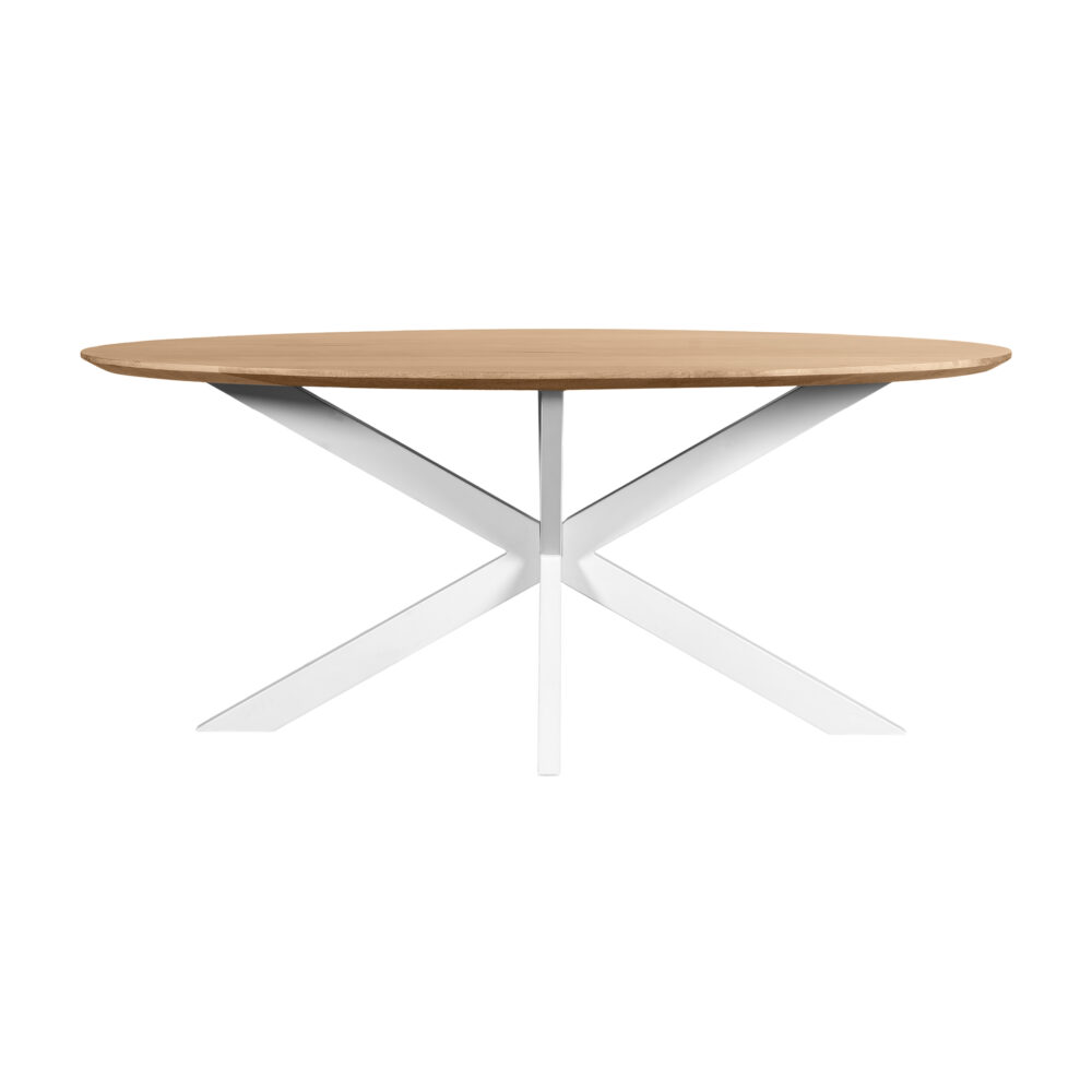 witte kruispoot, eettafel, eettafel Sofia, Witte kruispoot, ovale eettafel, tafel, witte poot, Ovale eettafel van 180x90 cm,