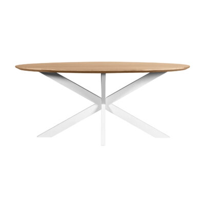 witte kruispoot, eettafel, eettafel Sofia, Witte kruispoot, ovale eettafel, tafel, witte poot, Ovale eettafel van 180x90 cm,