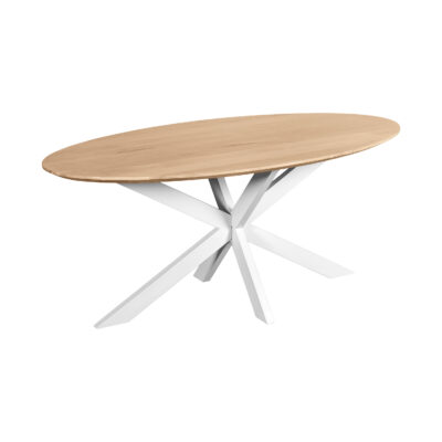 witte kruispoot, eettafel, eettafel Sofia, Witte kruispoot, ovale eettafel, tafel, witte poot, Ovale eettafel van 180x90 cm,
