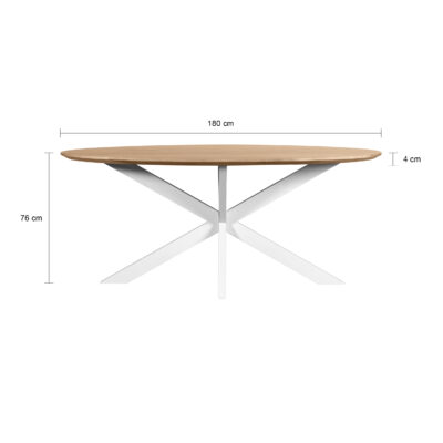 witte kruispoot, eettafel, eettafel Sofia, Witte kruispoot, ovale eettafel, tafel, witte poot, Ovale eettafel van 180x90 cm,