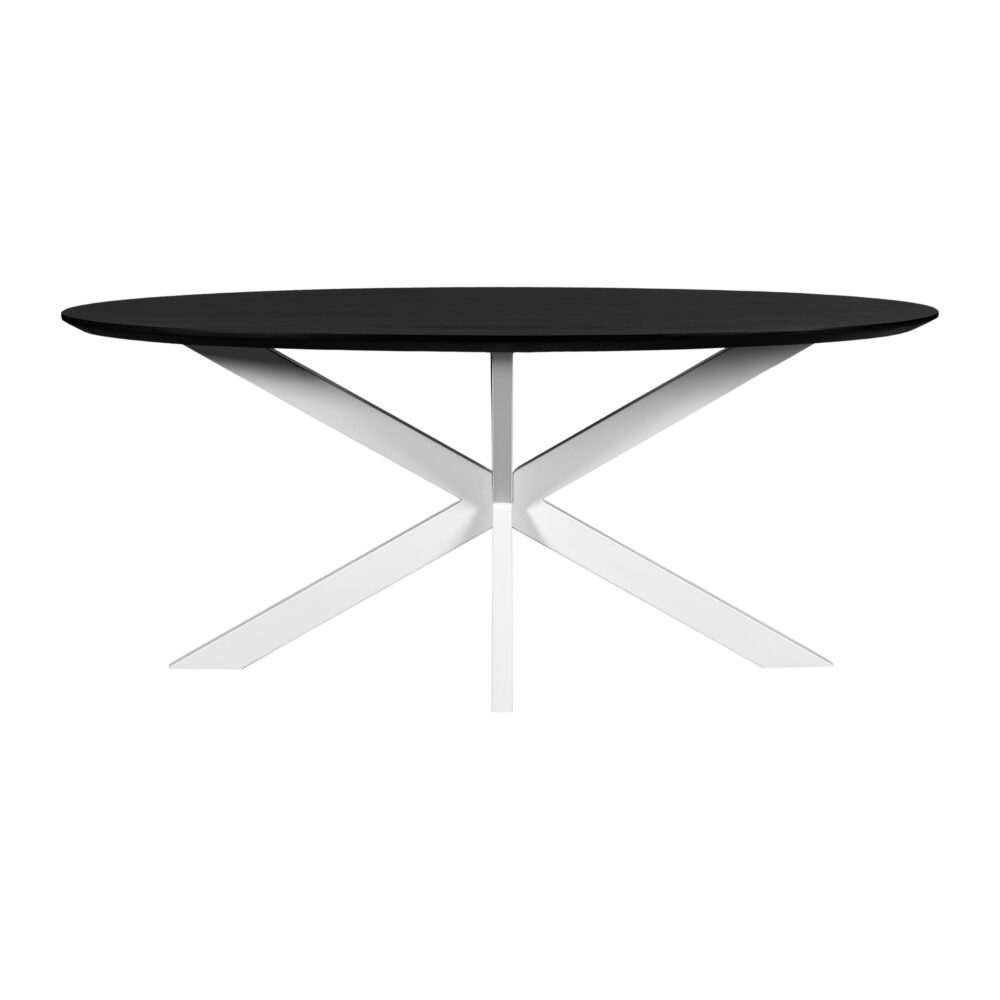eettafel Sofia, witte kruispoot, 180x90x76 cm, eettafel, Ovale eettafel, witte kruispoot, Ovale eettafel van 180x90 cm,