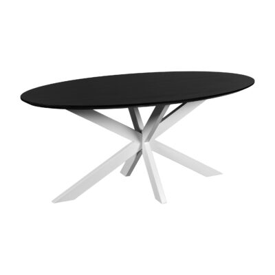 eettafel Sofia, witte kruispoot, 180x90x76 cm, eettafel, Ovale eettafel, witte kruispoot, Ovale eettafel van 180x90 cm,