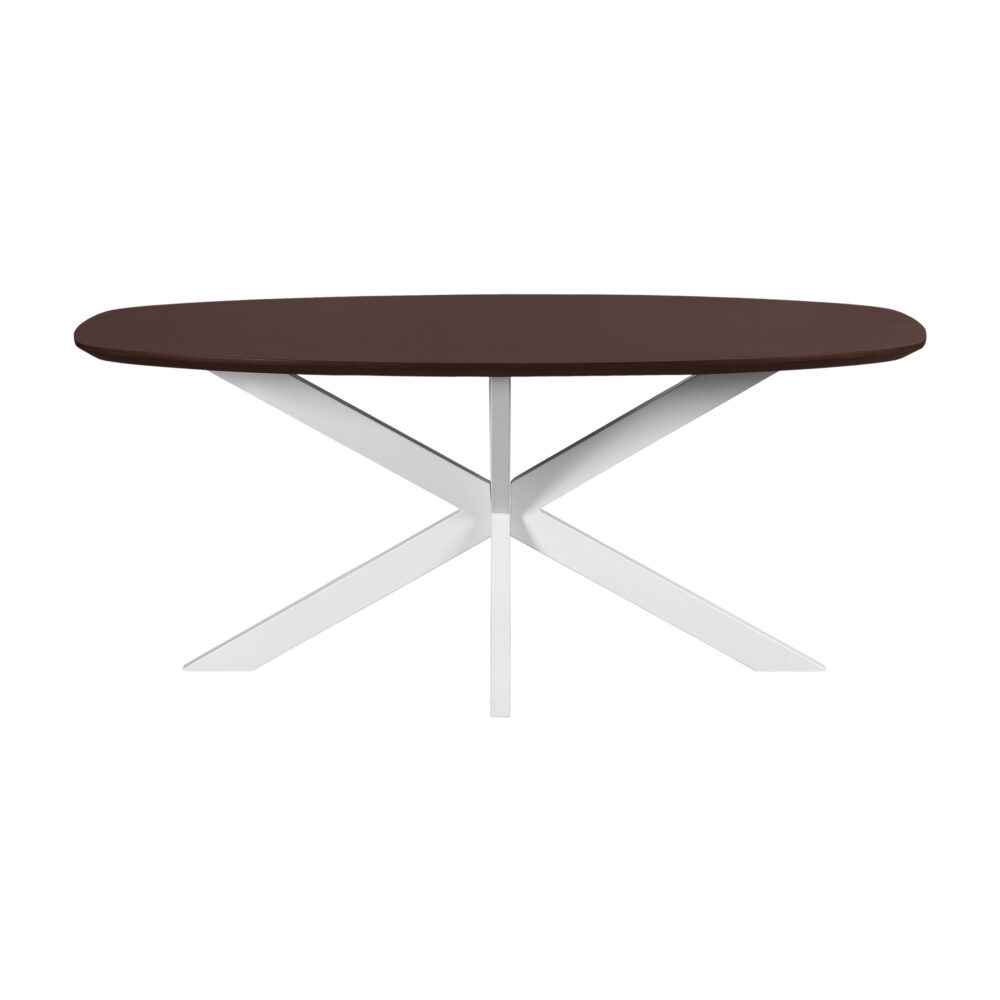 tafel, eettafel Sofia, Deens ovale eettafel, Deens ovale eettafel van 180x90 cm, witte X poot, witte kruispoot, mangohouten eettafel,