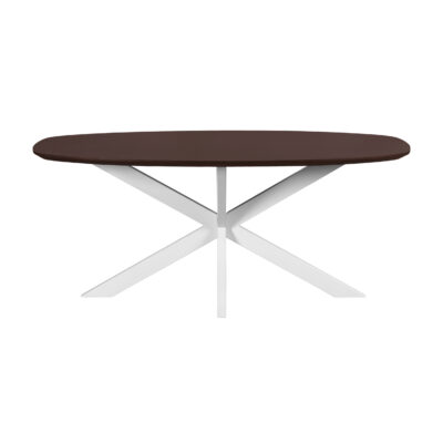 tafel, eettafel Sofia, Deens ovale eettafel, Deens ovale eettafel van 180x90 cm, witte X poot, witte kruispoot, mangohouten eettafel,