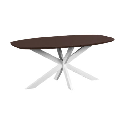 QUVIO Eettafel Sofia – Deens ovaal – 180×90 cm – Witte kruispoot – FSC® gecertificeerd mangohout – Walnoot bruin