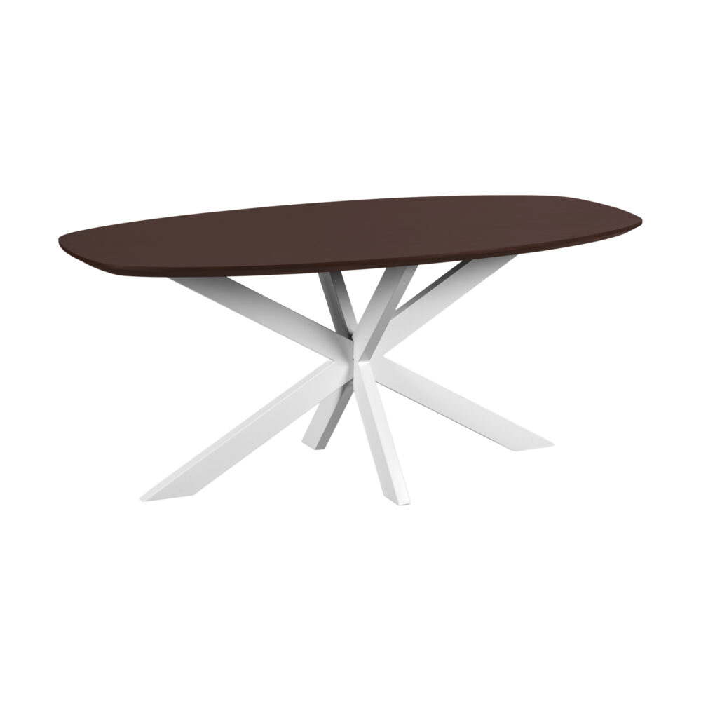 tafel, eettafel Sofia, Deens ovale eettafel, Deens ovale eettafel van 180x90 cm, witte X poot, witte kruispoot, mangohouten eettafel,
