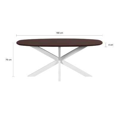 tafel, eettafel Sofia, Deens ovale eettafel, Deens ovale eettafel van 180x90 cm, witte X poot, witte kruispoot, mangohouten eettafel,