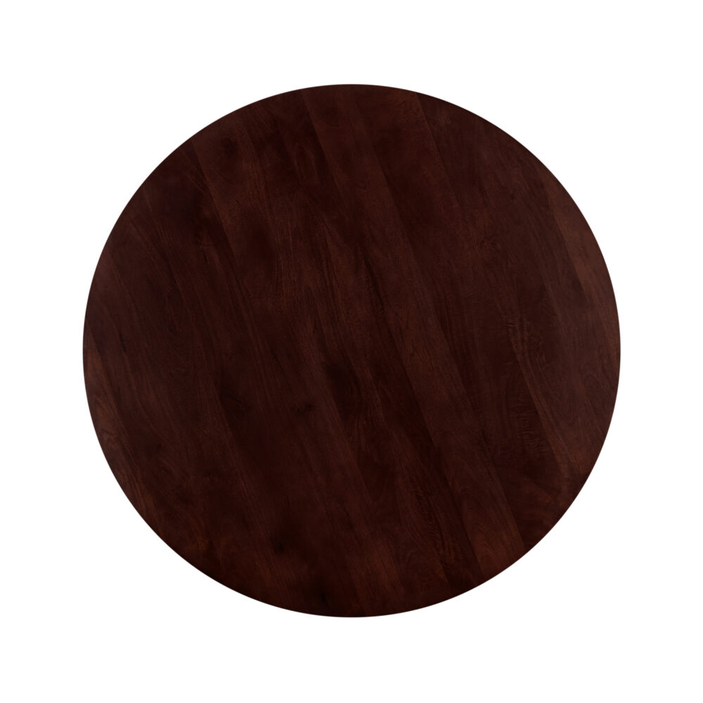 ronde eettafel, ronde tafel, walnoot bruine eettafel, witte X poot, Ronde eettafel 130 cm, eettafel, mangohouten eettafel, eettafel walnoot bruin