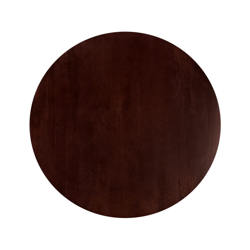 Sofia van 150 cm, tafel, Witte kruispoot, walnoot bruine Sofia, eettafel rond 150 cm, ronde eettafel van 150 cm, mangohouten eettafel, eettafel met kruispoot,