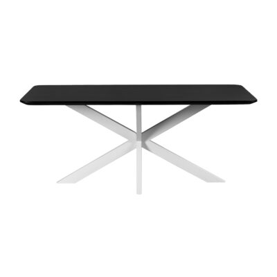 zwarte Sofia tafel, eettafel Sofia, witte kruispoot, rechthoekige eettafel, witte X poot, Rechthoekige eettafel, tafel, eettafel, Rechthoekige eettafel van 180x90 cm,