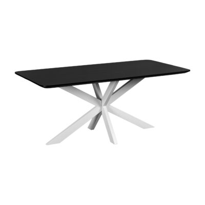 zwarte Sofia tafel, eettafel Sofia, witte kruispoot, rechthoekige eettafel, witte X poot, Rechthoekige eettafel, tafel, eettafel, Rechthoekige eettafel van 180x90 cm,
