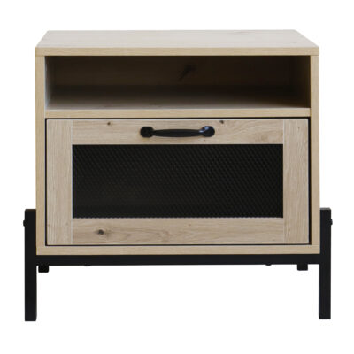 Tafeltje voor langs bed van hout en staal