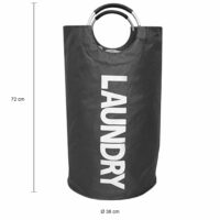 Zwarte wasmand met Laundry tekst
