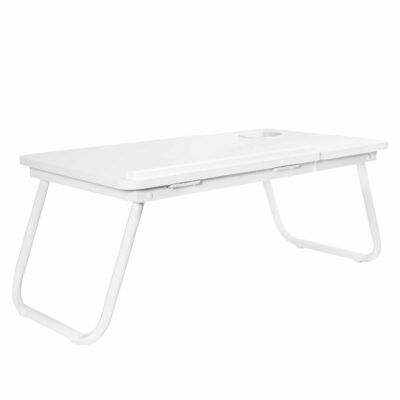 QUVIO bedtafel met bekerhouder met witte houtlook