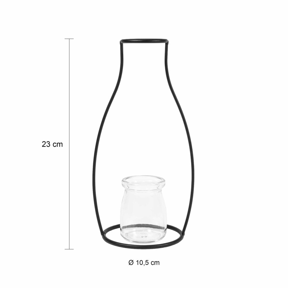 Afmetingen bloemenvaasje van zwart staal
