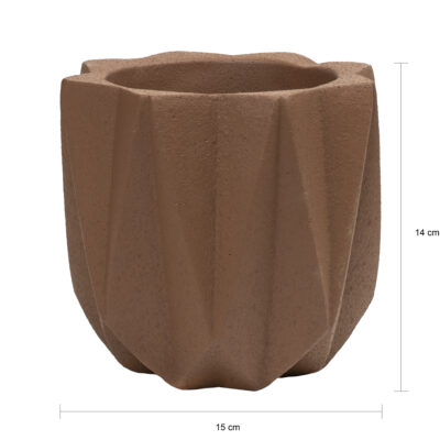 Afmetingen van de bruine bloempot van cement