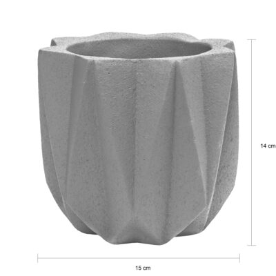 afmetingen van de lichtgrijze pot voor bloemen en planten