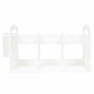 Witte boekensteun voor op je bureau met pennenbakje