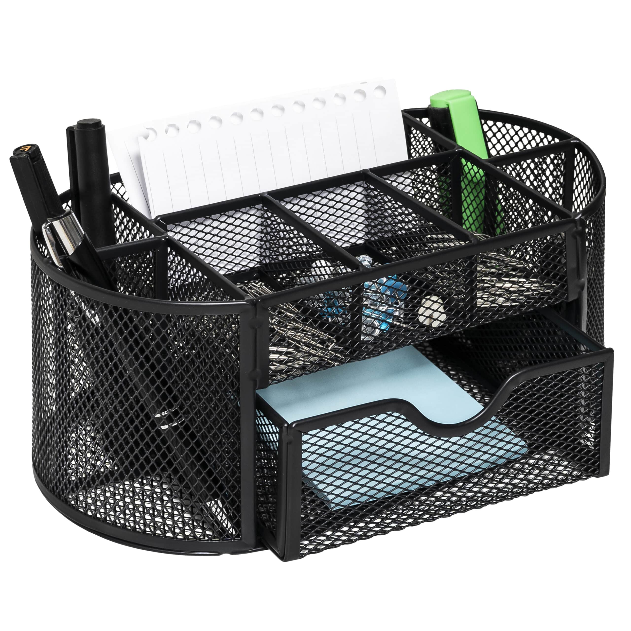 QUVIO Bureau organizer - 8 vakken + 1 lade - Draadstaal