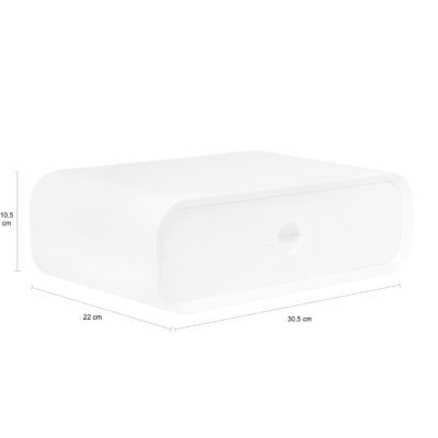Afmetingen van het witte monitor standaard met 2 lades