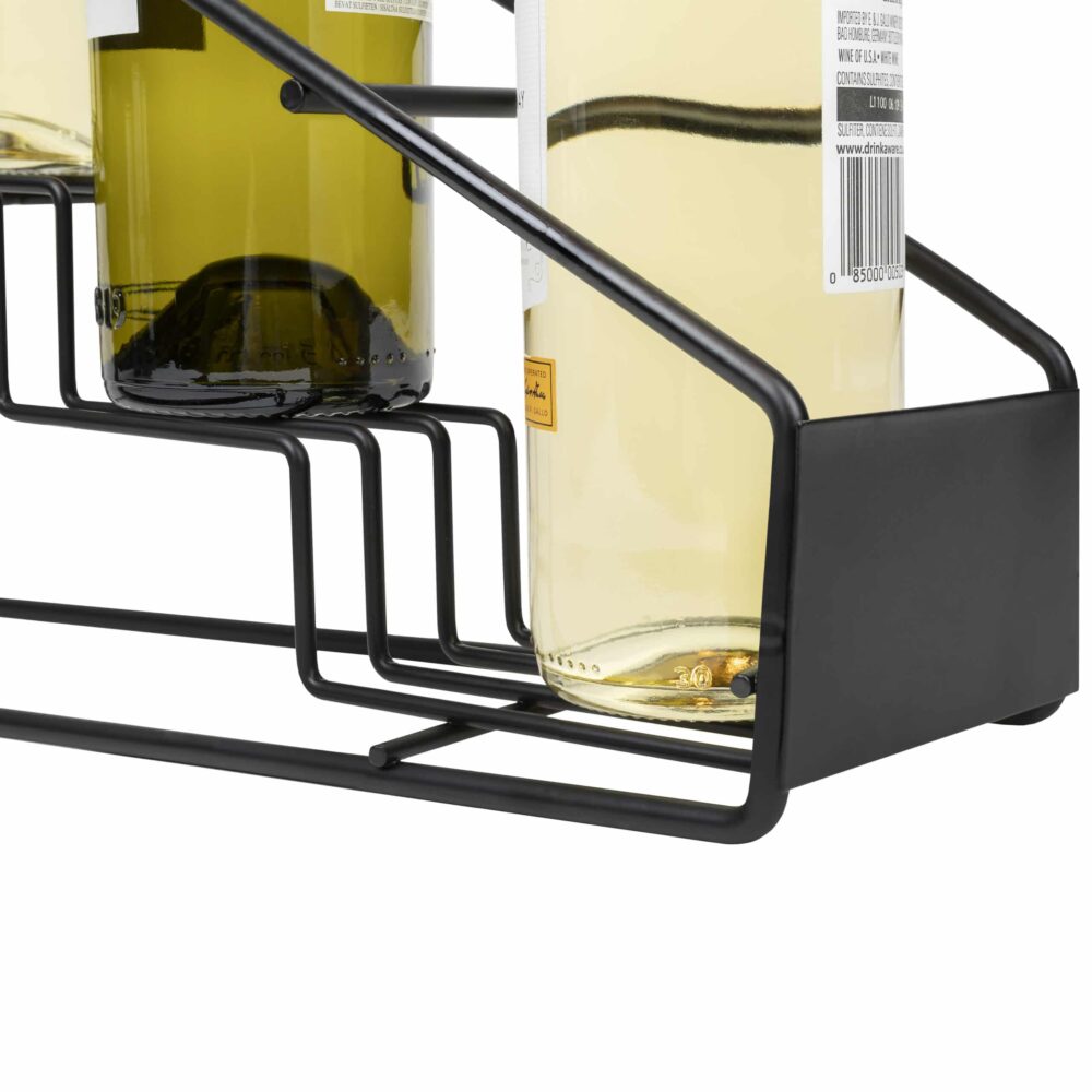 Zwart stalen rekje voor 4 flessen wijn