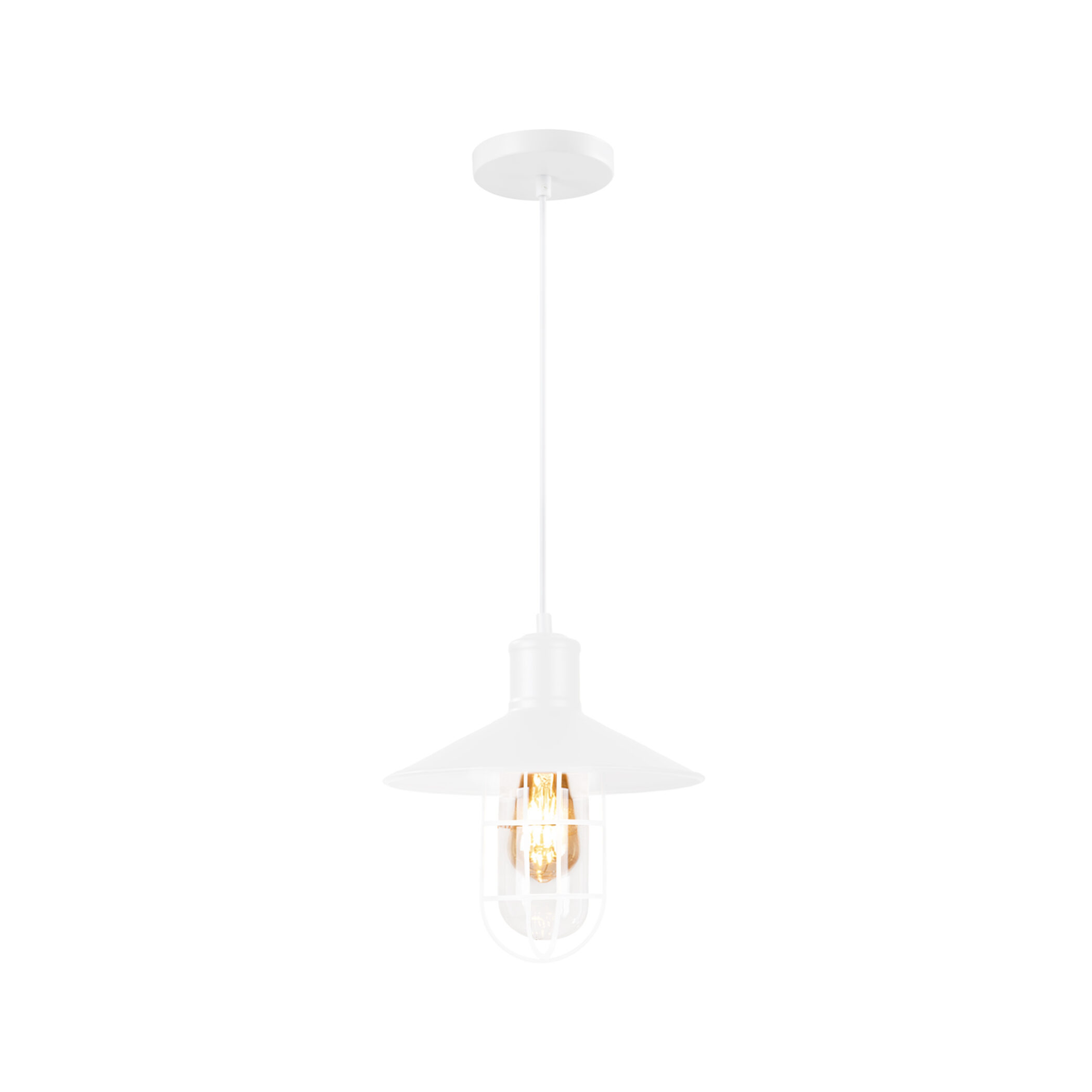QUVIO Hanglamp industrieel - Glas met metaaldraad - Diameter 27 cm - Wit