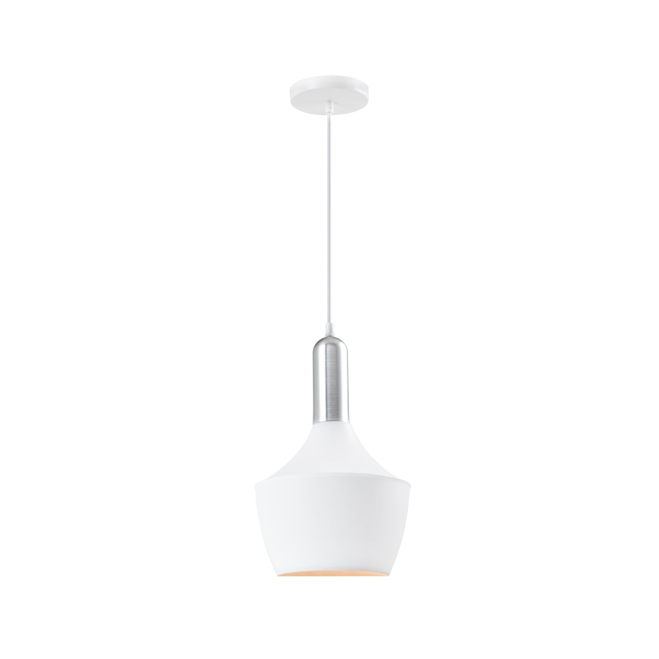 QUVIO Hanglamp modern - Zilveren bovenkant - D 25 cm - Wit