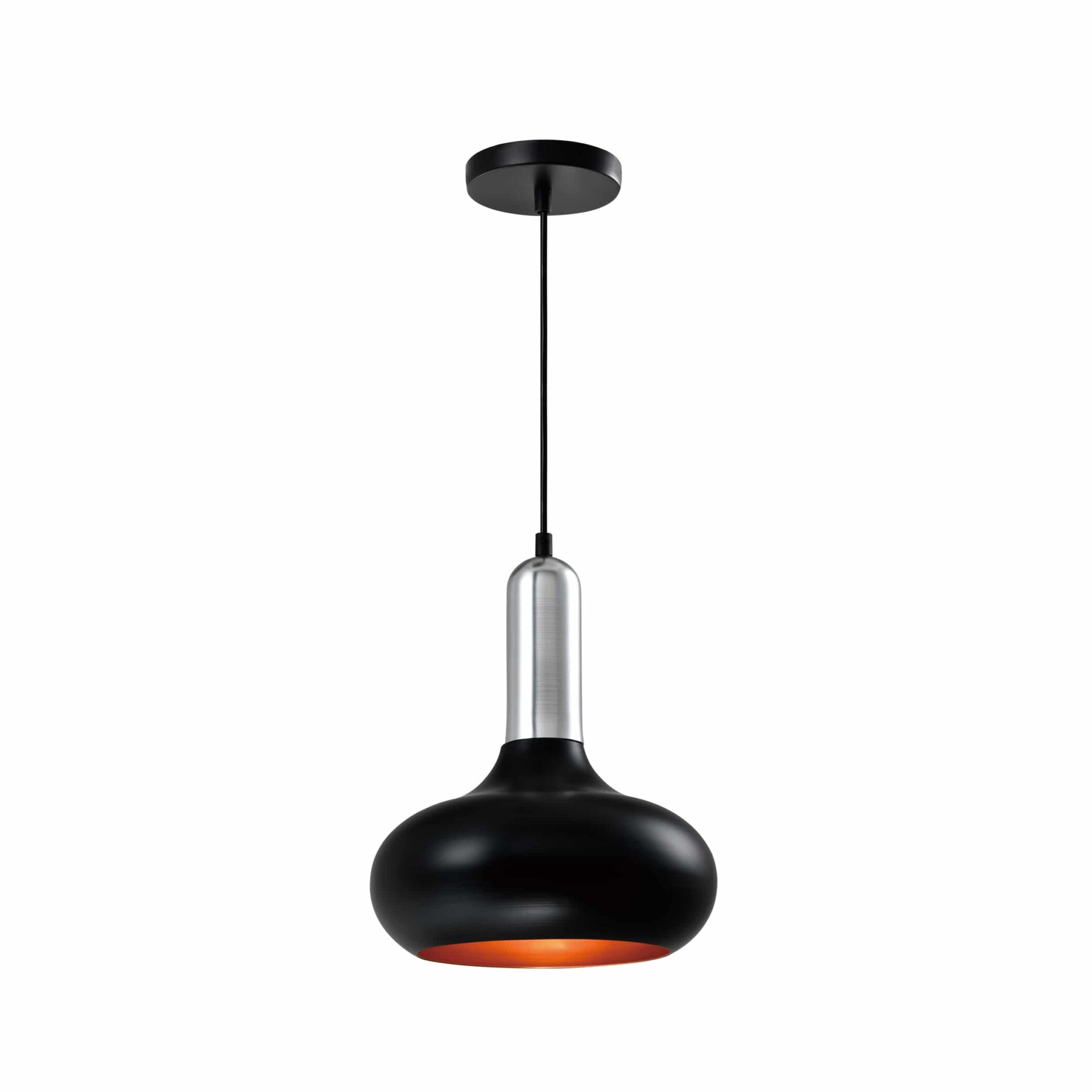 QUVIO Hanglamp retro - Bolvorm - Zilveren bovenkant - D 25 cm - Zwart