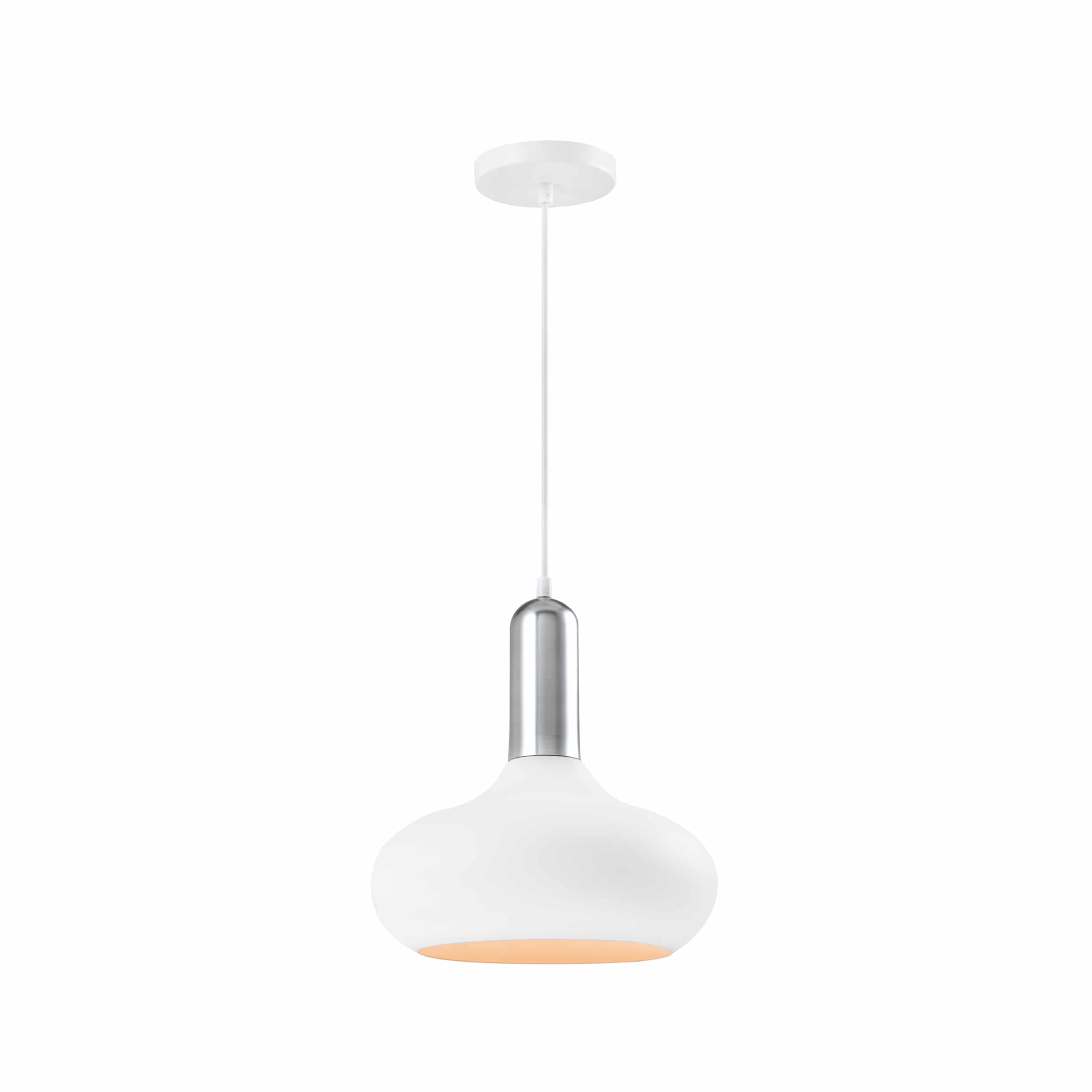 QUVIO Hanglamp retro - Bolvorm - Zilveren bovenkant - D 25 cm - Wit