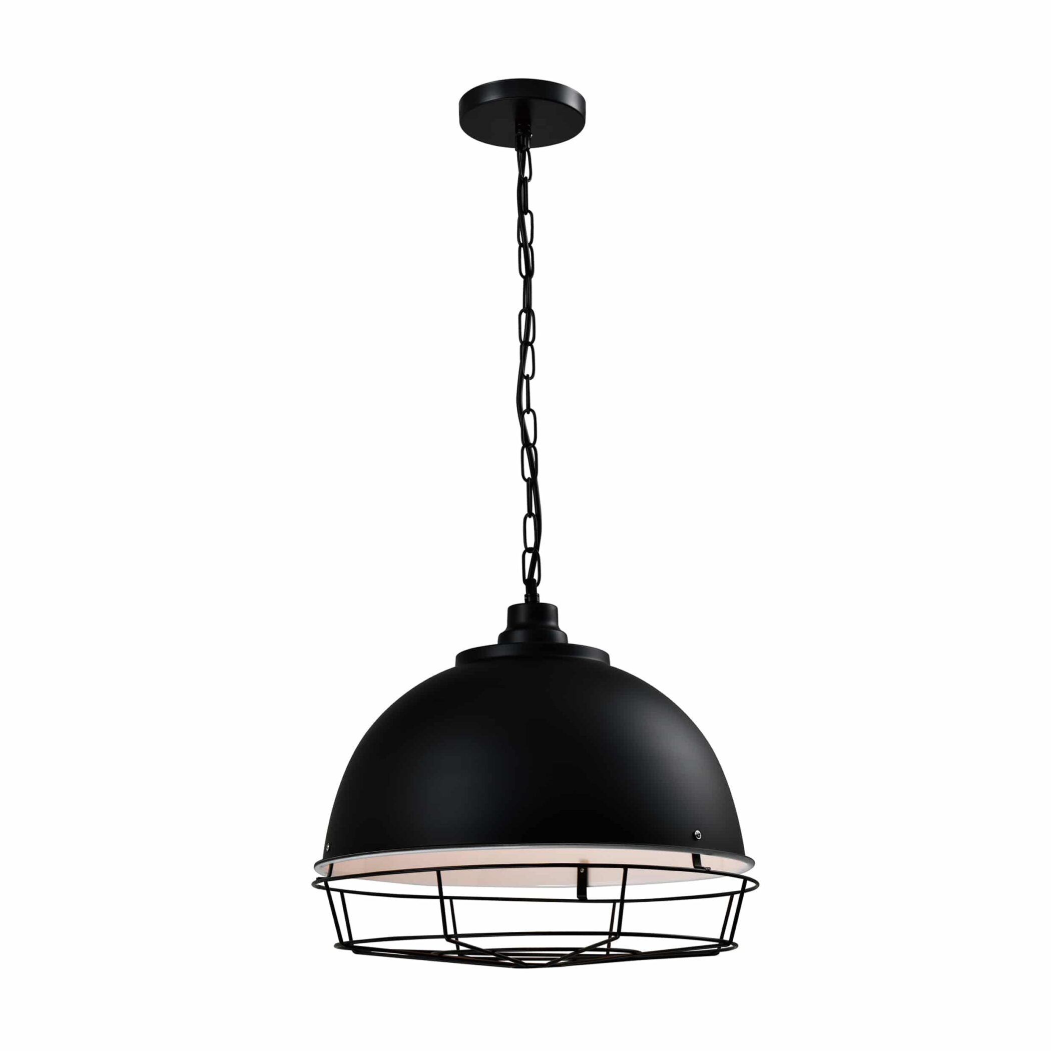QUVIO Hanglamp industrieel - Kettinglamp met stalen rooster - D 42 cm - Zwart