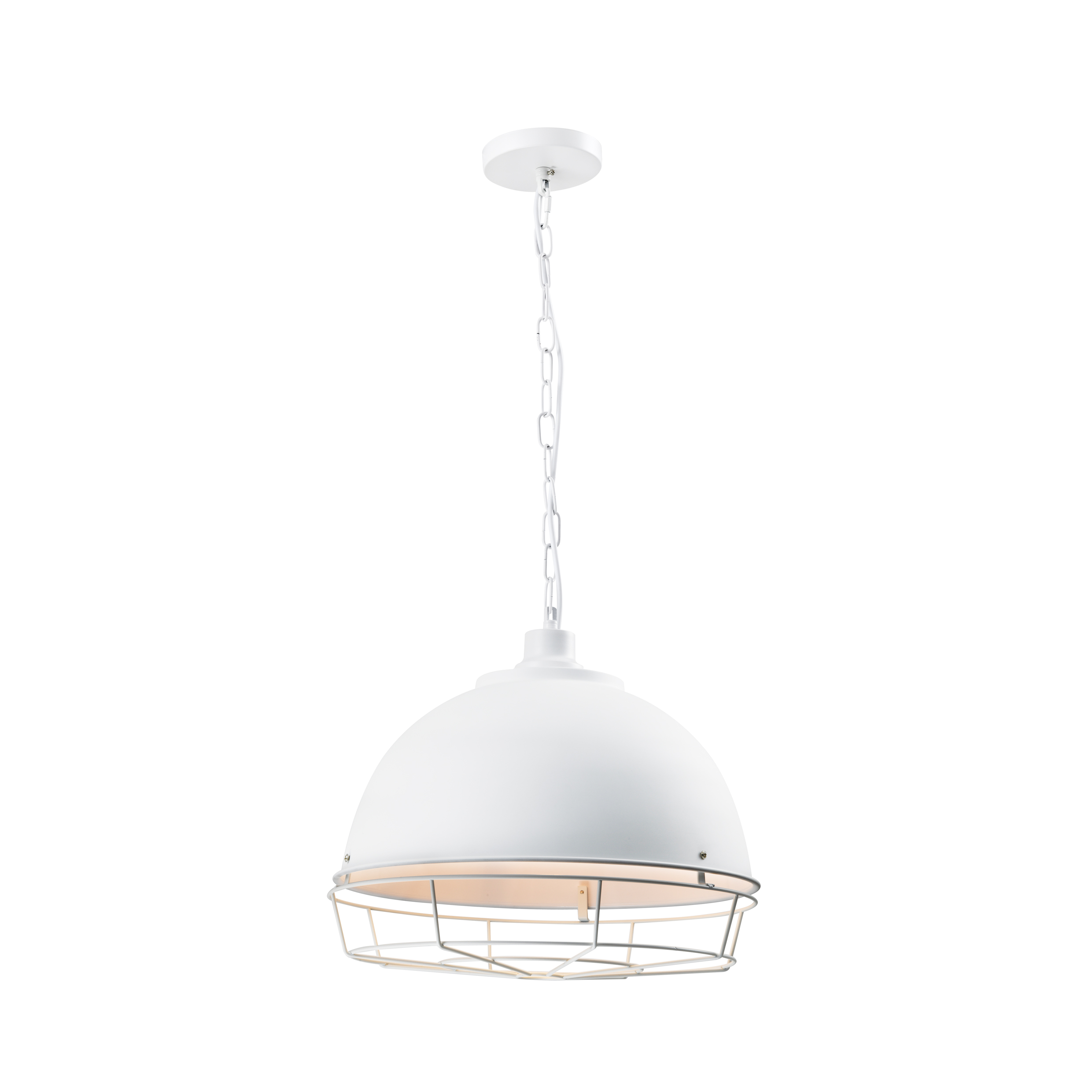 QUVIO Hanglamp landelijk - Kettinglamp met stalen rooster - D 42 cm - Wit