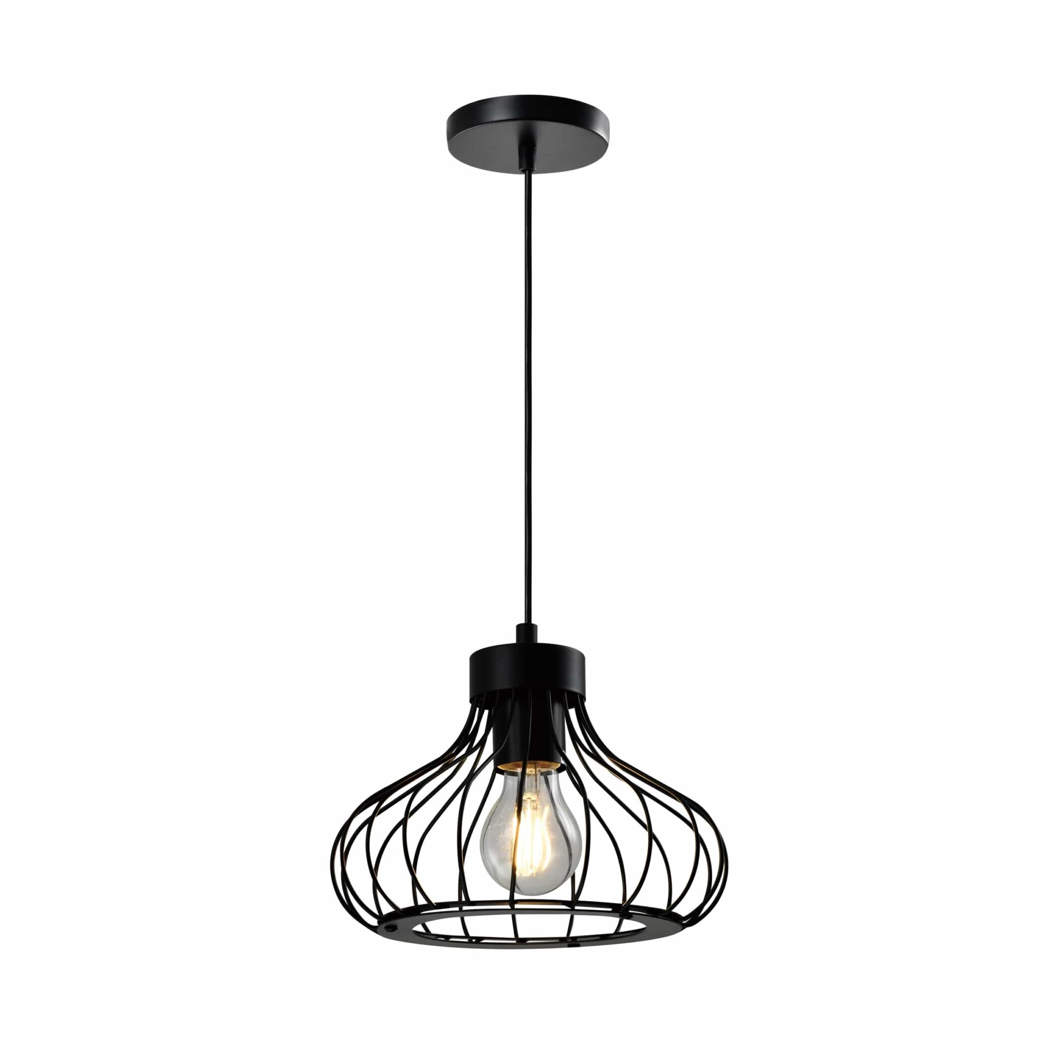 QUVIO Hanglamp modern - Draadlamp - D 22 cm - Zwart