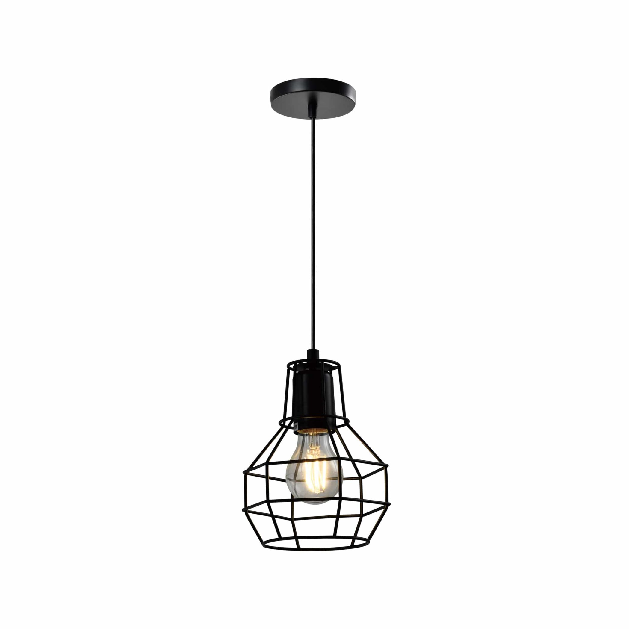 QUVIO Hanglamp industrieel - Draadlamp bol - D 15 cm - Zwart