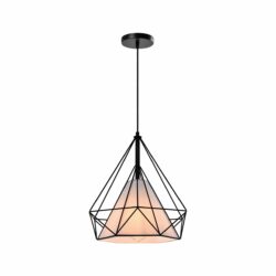 Zwarte Hanglamp met verlichting die aanstaat