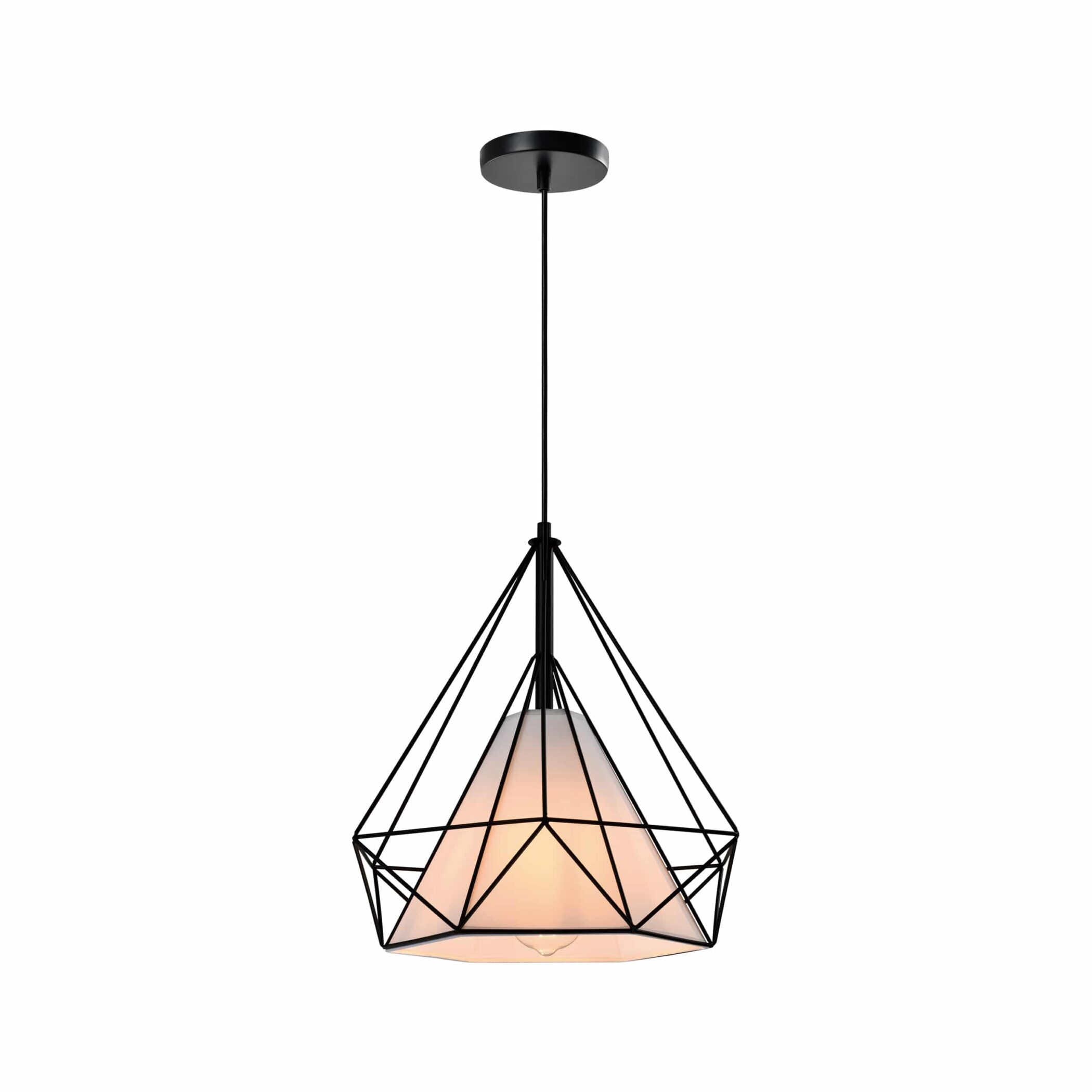 QUVIO Hanglamp modern - Draadlamp kegel - D 38 cm - Zwart
