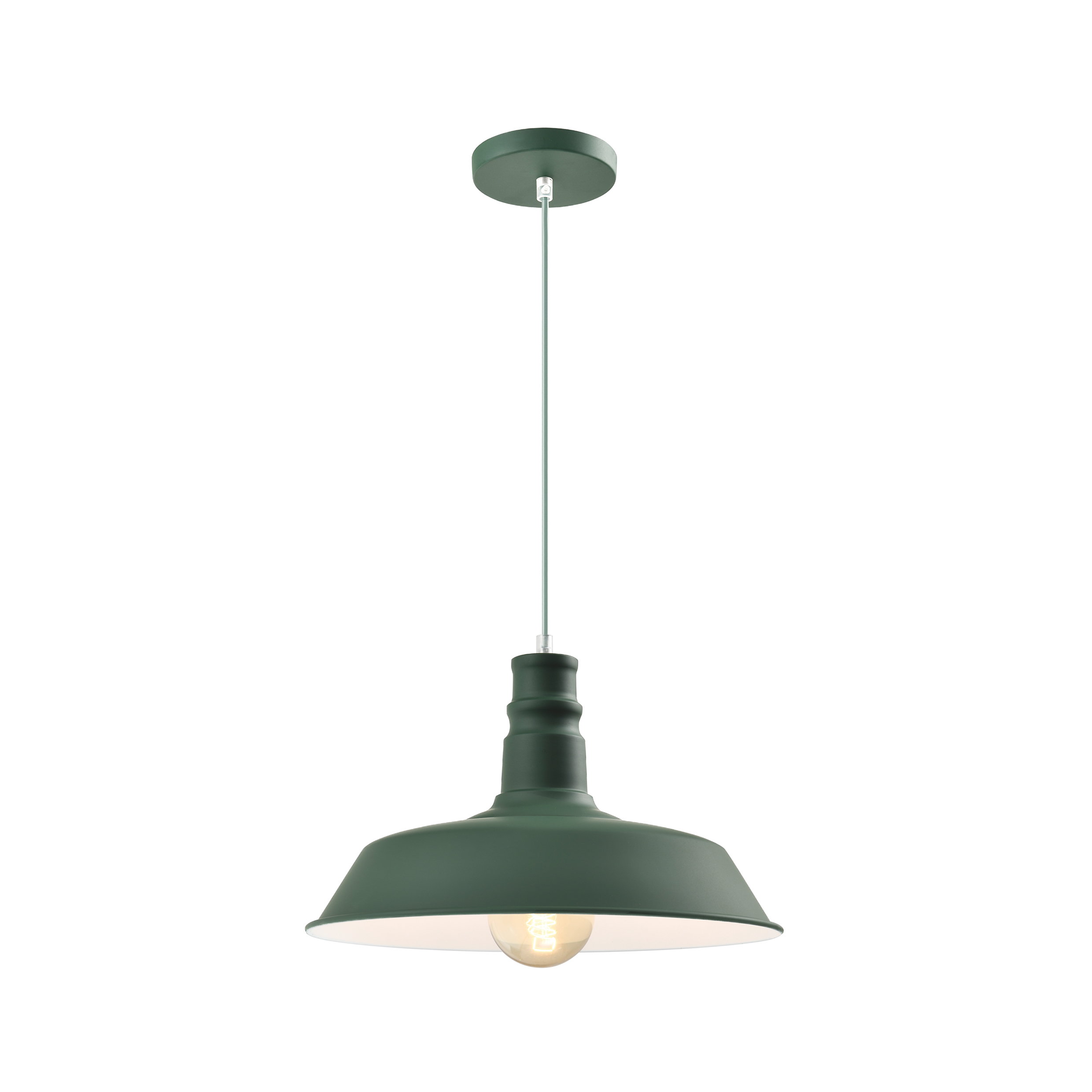 QUVIO Hanglamp retro - Vintage cafe lamp - D 36 cm - Groen