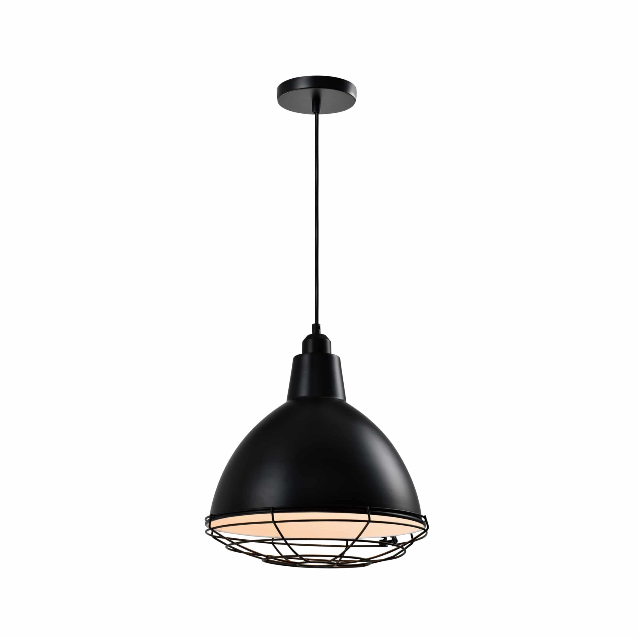 QUVIO Hanglamp industrieel - Fabriekslamp met stalen rooster - D 32 cm - Zwart
