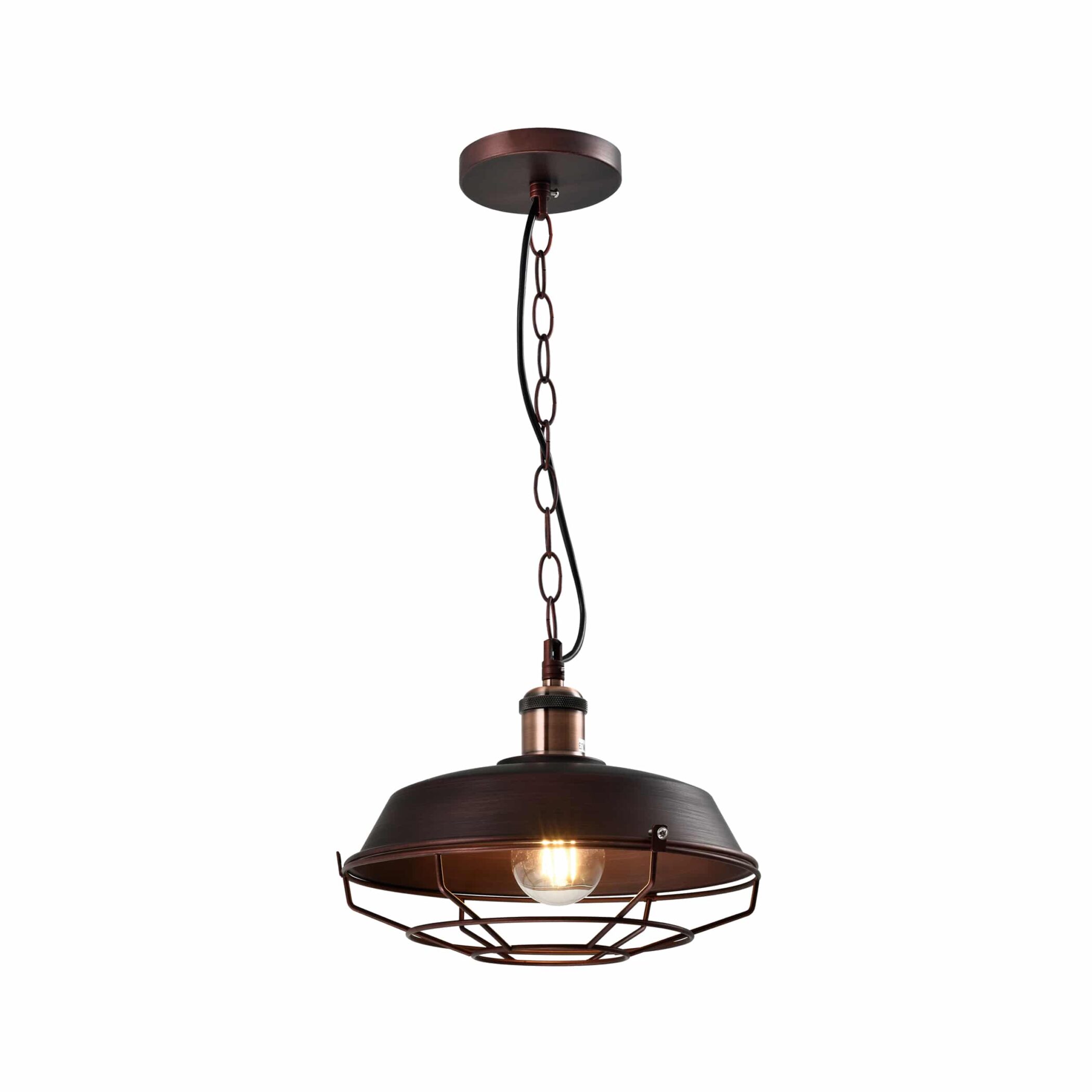 QUVIO Hanglamp industrieel - Fabriekslamp koper - D 26 cm - Roestbruin
