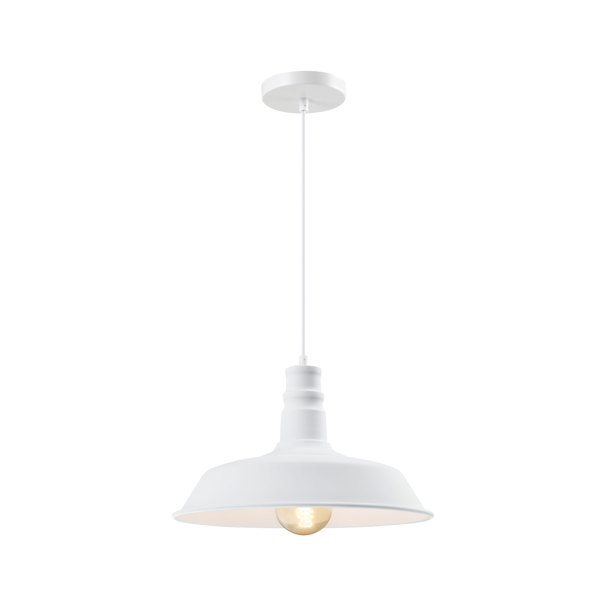 QUVIO Hanglamp retro - Vintage cafe lamp - D 36 cm - Wit